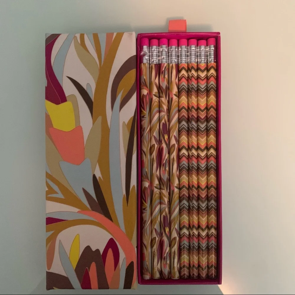 NWT Missoni for Target Colorful Patterned Pencil Box + 8 Unused Pencils